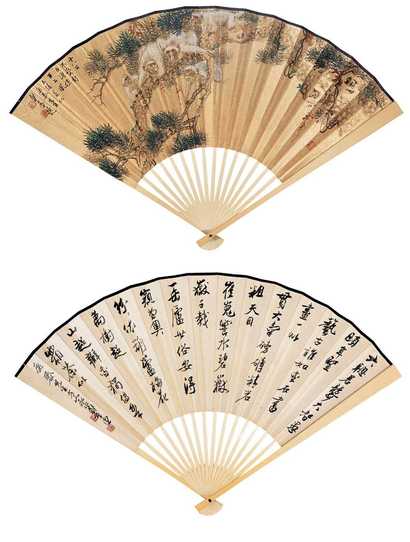 朱文候 封侯图 成扇